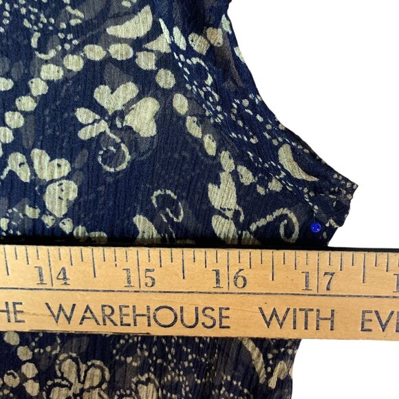 Lauren Ralph Lauren Sheer Floral Maxi Dress Blue & Beige Size 6 100% Silk Button - Picture 14 of 16